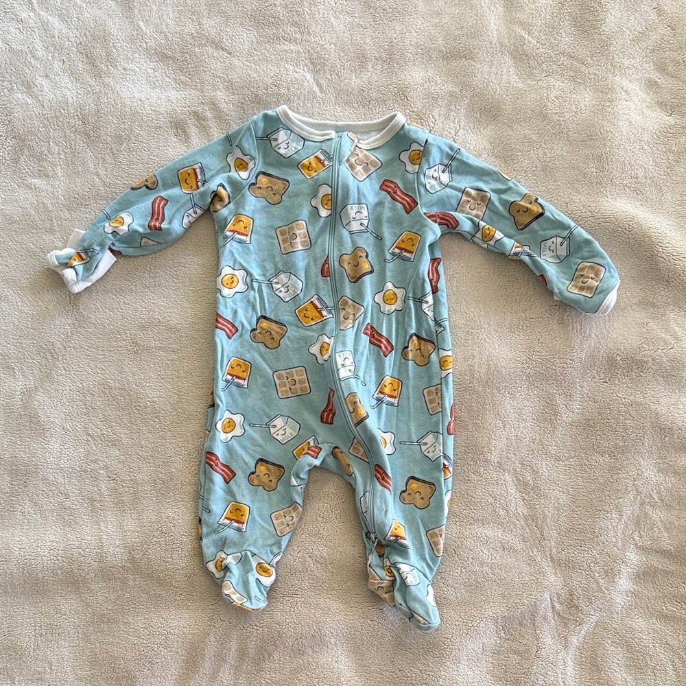 Wonder Nation Blue Breakfast Print Kids Footie